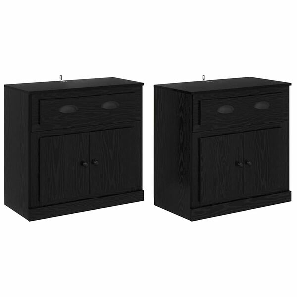 vidaXL Sideboards con cassetto 2 pcs Rovere Nero 70 x 35,5 x 67,5 cm