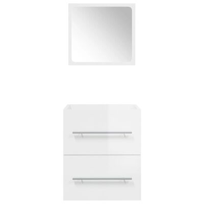 vidaXL Mobile da Bagno con Specchio bianco lucido 41x38,5x48 cm