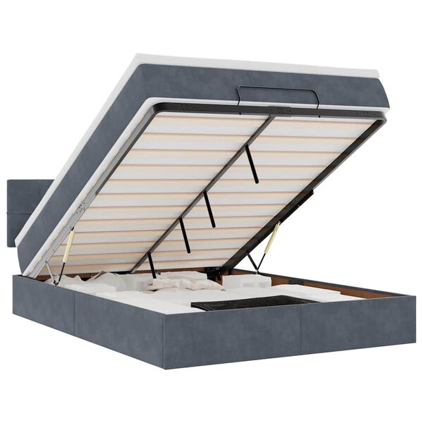 vidaXL Struttura Letto Pouf con Materasso 140x190 cm Velluto