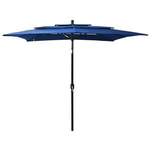 vidaXL Ombrellone a Sbalzo 3 Livelli Palo Alluminio 2,5x2,5 m Azzurro