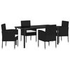 vidaXL Set da Pranzo per Giardino con cuscino 5 pcs Nero polyrattan