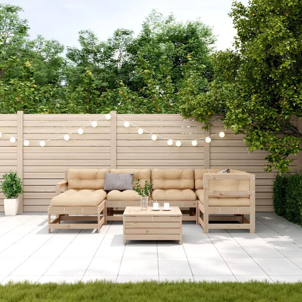vidaXL Set Salotto Giardino 7 pz Cuscini Antracite Legno Massello Pino