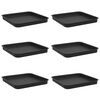 vidaXL Vassoio Quadrato per Fiori 6 pz Nero 25,5 x 25,5 x 2,5 cm