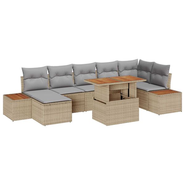 vidaXL Set Divano da Giardino 8 pcs Beige Poly Rattan