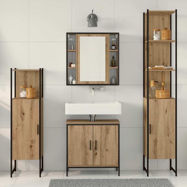 vidaXL Set di mobili per il bagno 4 pcs Marrone Legno multistrato