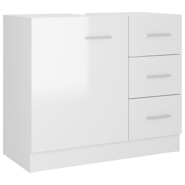vidaXL Mobile Sottolavabo Bianco Lucido 63x30x54 cm Legno Multistrato