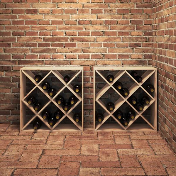 vidaXL Portabottiglie 2 pcs Naturale 62 x 25 x 62 cm Pino massello