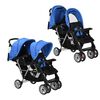 vidaXL Passeggino Gemellare a Tandem in Acciaio Blu e Nero