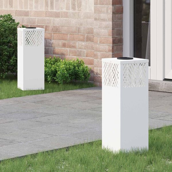 vidaXL Faro LED solare per sentieri a spina di pesce 2 pcs Bianco