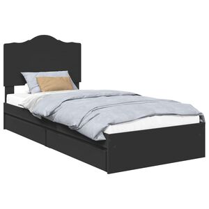 vidaXL Letto con Contenitore Nero 100 x 200 cm Legno multistrato