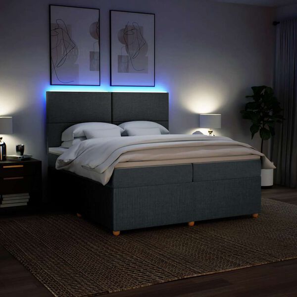 vidaXL Giroletto a Molle con Materasso Grigio Scuro 200x200 cm Tessuto