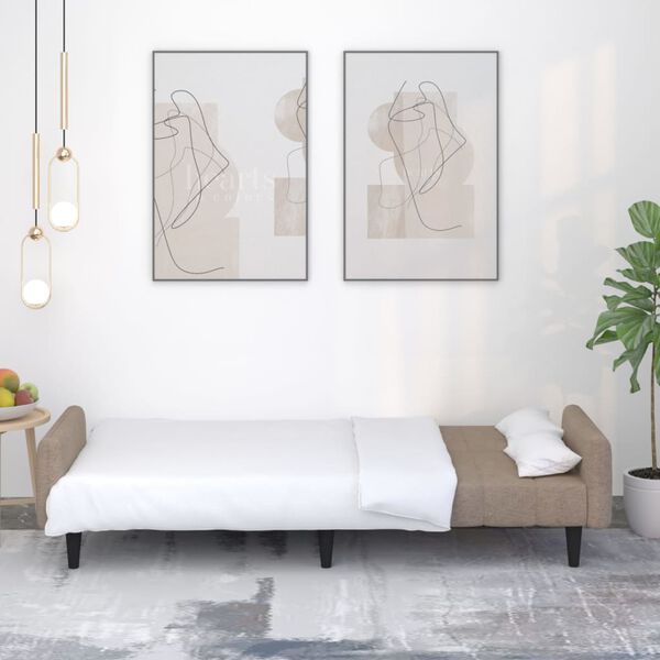 vidaXL Divano Letto a 2 Posti Tortora Tessuto in Microfibra