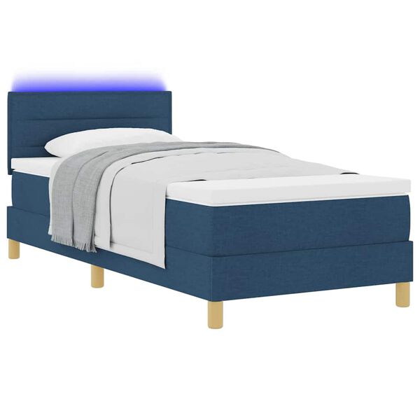 vidaXL Letto a Sorgente LED con materasso Blu 100 x 200 cm Tessuto