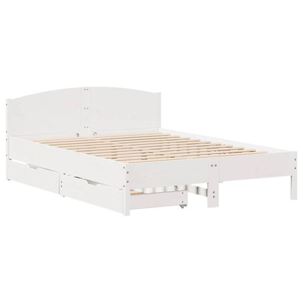 vidaXL Letto senza Materasso Bianco 150x200 cm Legno Massello di Pino
