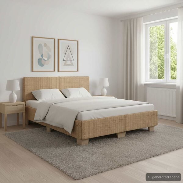 vidaXL Giroletto con Testiera senza Materasso 140x200 cm Vero Rattan