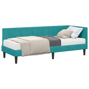 vidaXL Struttura Letto Angolare con Materasso 2 pz Turchese