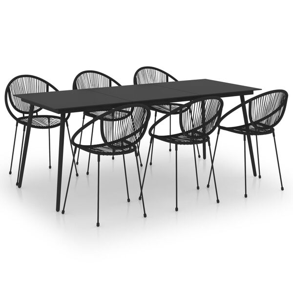 vidaXL Set da Pranzo da Giardino 7 pz in Rattan PVC Nero