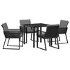 vidaXL Set da Pranzo per Giardino 5 pcs Nero