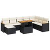 vidaXL Set Divani da Giardino 9 pz con Cuscini Nero Polyrattan Acacia