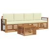 vidaXL Set divani 5 pcs Naturale e Crema Legno di Acacia Massello