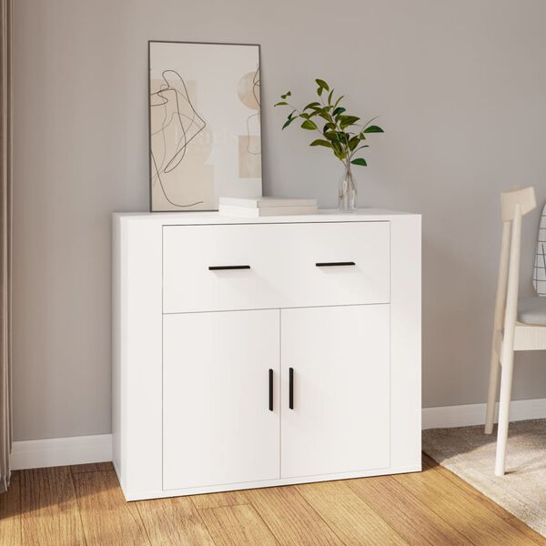 vidaXL Credenza Bianca 80x33x70 cm in Legno Multistrato