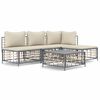vidaXL Set Divani da Giardino 5 pz con Cuscini Antracite in Polyrattan
