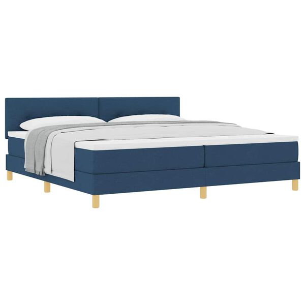 vidaXL Letto box spring con materasso Blu 200 x 200 cm Tessuto