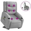 vidaXL Poltrona Alzapersona Massaggi Reclinabile Grigio Chiaro Tessuto