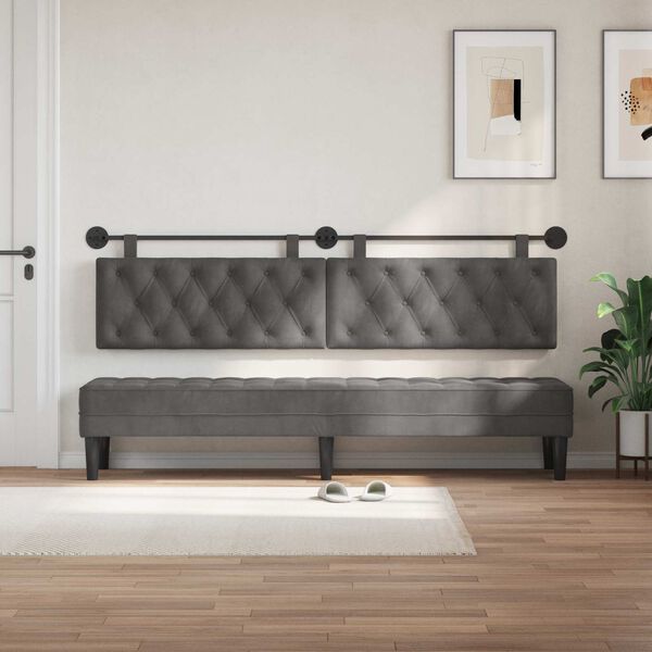 vidaXL Testata appesa Grigio scuro 210 x 55 x 7 cm Velluto