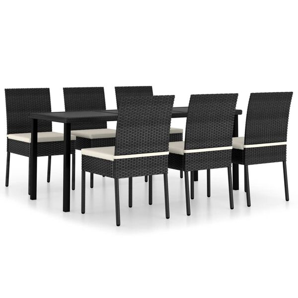 vidaXL Set da Pranzo da Giardino 7 pz in Polyrattan Nero
