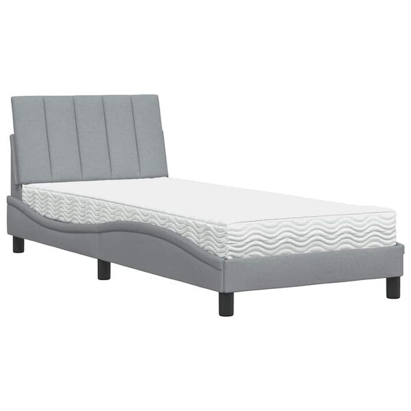 vidaXL Letto con Materasso Hanko Grigio Chiaro 80x200 cm in Tessuto