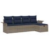 vidaXL Set Divano da Giardino 5 pz Grigio e Blu Navy polyrattan