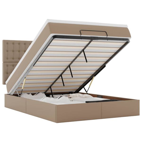 vidaXL Struttura Letto Pouf con Materasso 140x190 cm Similpelle