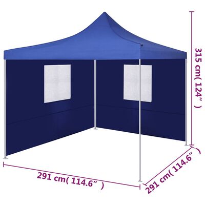 vidaXL Tenda Pieghevole con 2 Pareti 3x3 m Blu