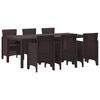 vidaXL Set da Pranzo per Giardino 7 pz Marrone Polipropilene
