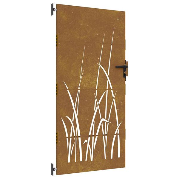 vidaXL Cancello da Giardino 85x175 cm in Acciaio Corten Design Erba