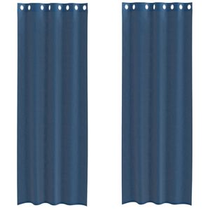 vidaXL Tende in Voile con Occhielli 2 pz Blu Reale
