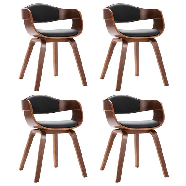 vidaXL Sedie da Pranzo 4 pz in Legno Curvato e Similpelle