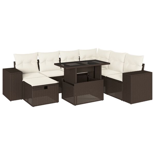 vidaXL Set Divani da Giardino 8 pz con Cuscini Marrone in Polyrattan