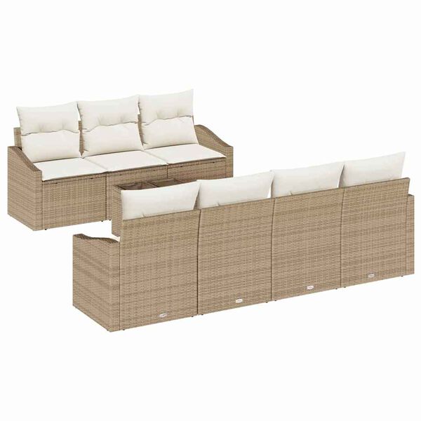 vidaXL Set di divani con cuscino 8 pcs Beige e Crema polyrattan