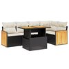 vidaXL Set Divano da Giardino 6 pz con Cuscini Nero in Polyrattan
