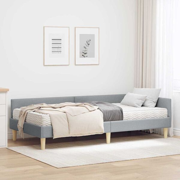 vidaXL Struttura Letto Angolare con Materasso 2 pcs Grigio chiaro