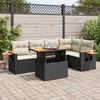 vidaXL Set Divano da Giardino 6 pz con Cuscini Nero Polyrattan Acacia