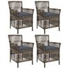 vidaXL Sedia da esterno 4 pcs Grigio e Grigio Scuro polyrattan