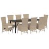 vidaXL Set da Pranzo per Giardino con cuscino 9 pcs Beige polyrattan