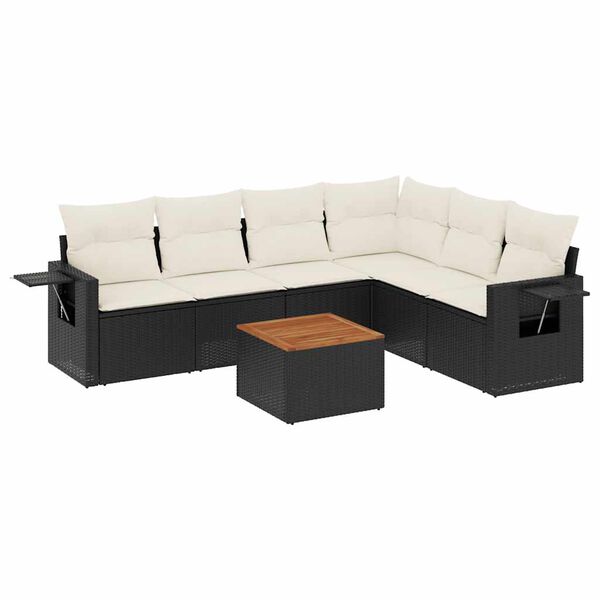 vidaXL Set Divani da Giardino con Cuscini 7pz Nero Polyrattan