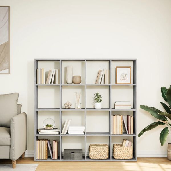 vidaXL Libreria Grigio Cemento 137,5x29x137,5 cm in Legno Multistrato