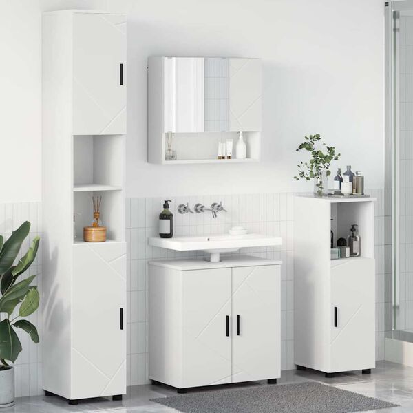 vidaXL Set di mobili per il bagno Montaggio a parete 4 pcs Bianco