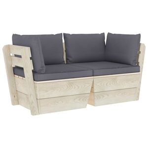 vidaXL Divano da Giardino a 2 Posti su Pallet con Cuscini Legno Abete