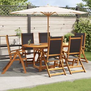 vidaXL Set Pranzo da Giardino 5pz Legno Massello di Acacia e Textilene